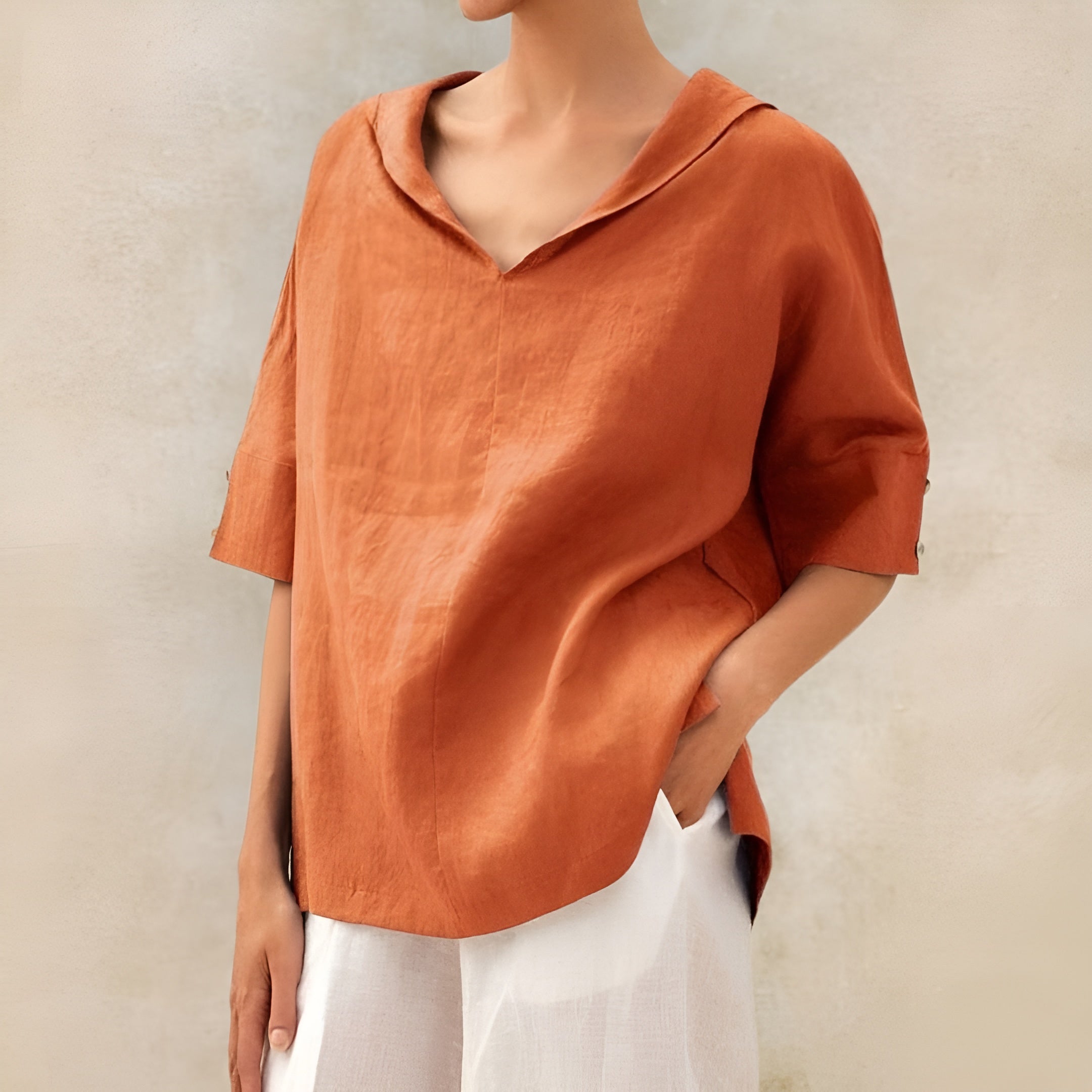 Eira - Loose Casual Cotton & Linen Blouse