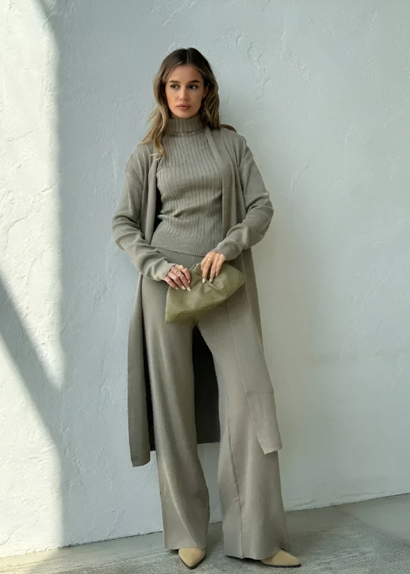 Bianca - Elegant Ribbed Knit 3-Piece Loungewear Set