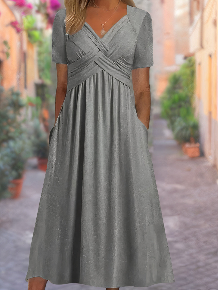 Florence - Elegant Loose Fit V-Neck Dress
